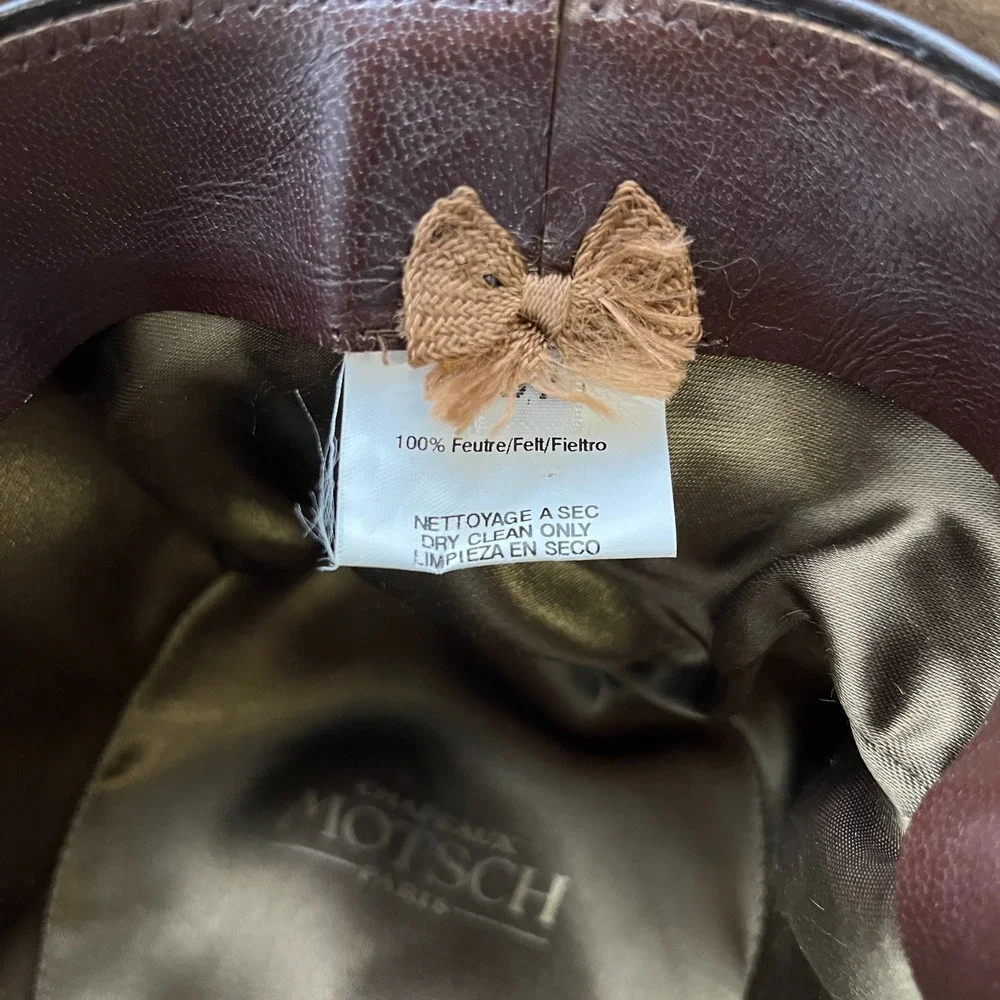 VIntage Hermes Chapeaux Motsch Paris Hat Womens Brown Fur Fedora Hat Size 57